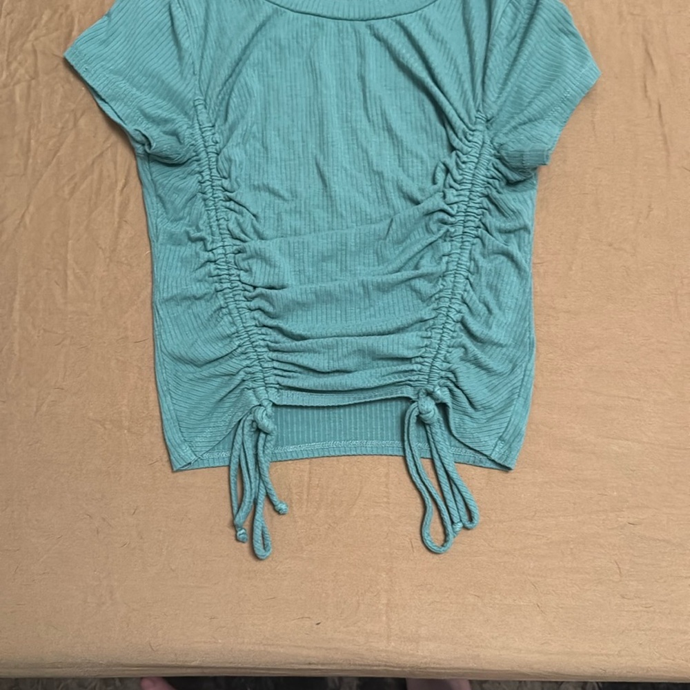 Ruched Teal Crop Top